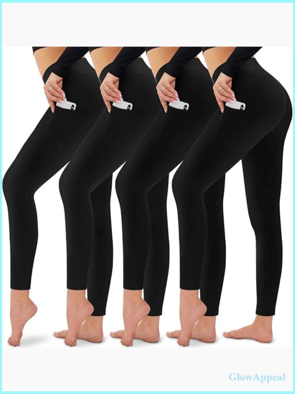 High Waisted Tummy Control 4 Pack Yoga Leggings Workout Gym